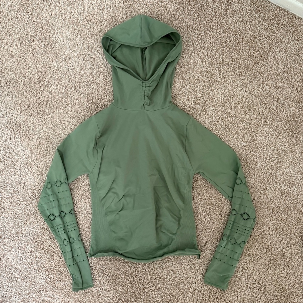 Free People Green Hooded Women's Top